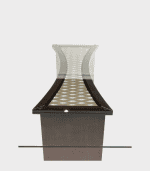 Plateado, moderno, mueble para oficina con superficie de madera y estructura metálica, ideal para escritorios y espacios de decoración.