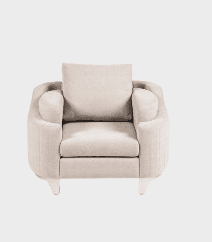 Suave sillón de tela beige con diseño cómodo y moderno, ideal para sala de estar y decorar espacios con estilo y confort.
