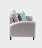 Conjunto de sillones en tonos gris con cojines en azul claro, ideal para espacios de descanso y decoración moderna. Perfecto para crear ambientes cómodos y elegantes en tu hogar u oficina.