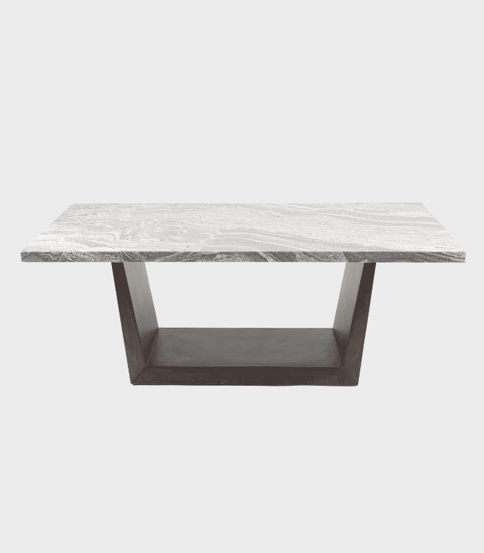 Mueble moderno de madera y mármol para sala o oficina.