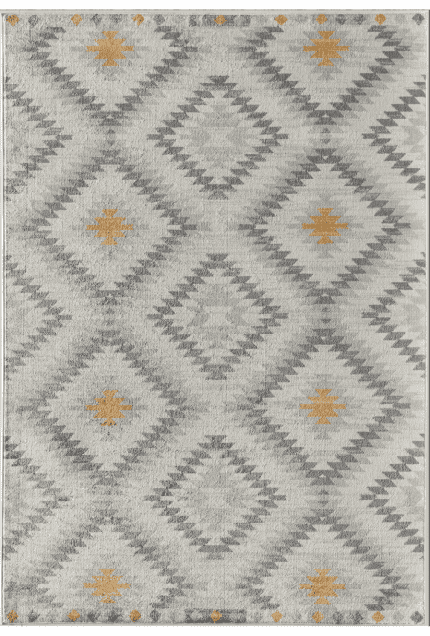 Tapiz decorativo con patrón geométrico en tonos grises y dorados, ideal para decorar espacios con estilo contemporáneo y elegante. Perfecto para zonas de estar y oficinas.
