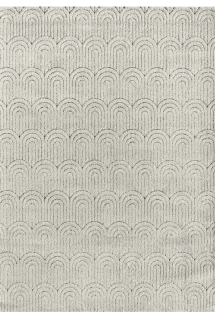 Arco iris de alfombra en tonos beige, con textura suave y diseño repetitivo, ideal para decorar salas de estar, dormitorios u oficinas con estilo moderno y acogedor.