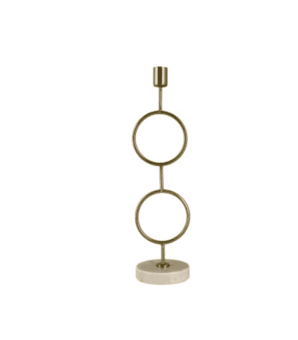 Lámpara de escritorio moderna con estructura dorada y base de piedra, ideal para decorar tu espacio de trabajo o estudio con estilo y elegancia.