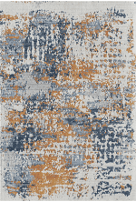 Azul, gris y blanco alfombra moderna con diseño abstracto.