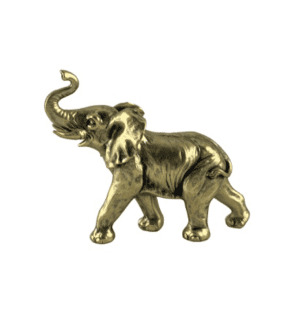 Jarrón decorativo en forma de elefante dorado, ideal para decorar espacios modernos y elegantes con un toque sofisticado. Perfecto para combinar con muebles y accesorios de decoración.