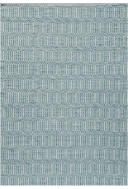 Azul y beige con patrón geométrico de zona muebles.