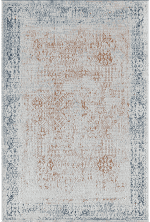 Vintage oriental rug with intricate patterns in beige, ivory and gray tones. Perfect for living rooms or offices, adding style and comfort with a cozy, elegant touch.