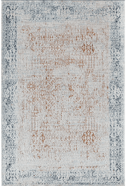 Vintage oriental rug with intricate patterns in beige, ivory and gray tones. Perfect for living rooms or offices, adding style and comfort with a cozy, elegant touch.