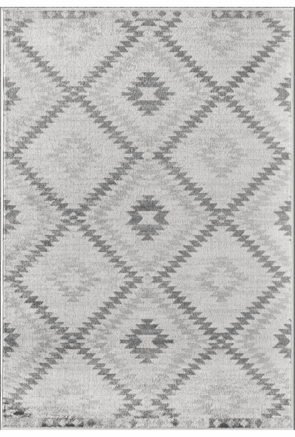Amplia alfombra de estilo geométrico en tonos grises, perfecta para decorar áreas de sala, oficina o dormitorios con un toque moderno y sofisticado.
