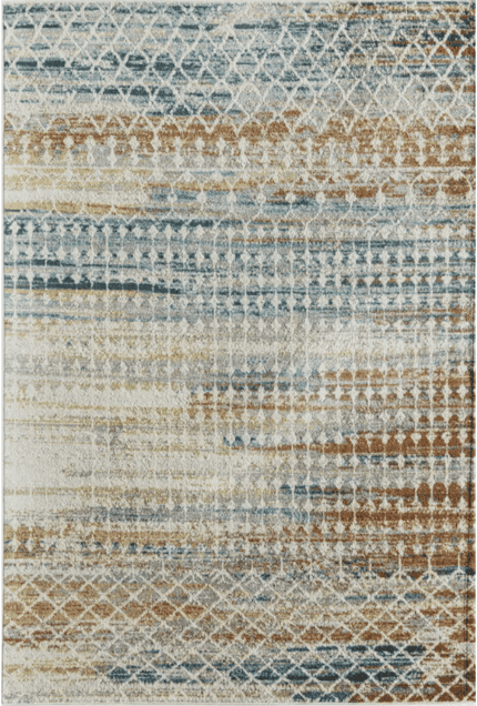 Tejido decorativo con diseño abstracto en tonos tierra, gris y azul. Ideal para complementar muebles, sillones y decoraciones en el hogar o la oficina. Textura suave y moderna, que aporta calidez y estilo a cualquier ambiente.