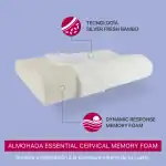 Muelles y espuma en color blanco que ofrecen soporte para el cuello, con tecnología de bambú y memoria de respuesta dinámica, ideal para muebles y decoración.
