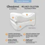 Alto texto: Cojín de apoyo para la pierna con diseño ergonómico, espuma memory y opciones de diferentes posiciones para mayor comodidad y descanso.