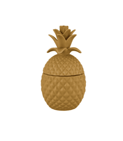 Piña decorativa en color dorado para muebles y decoración.
