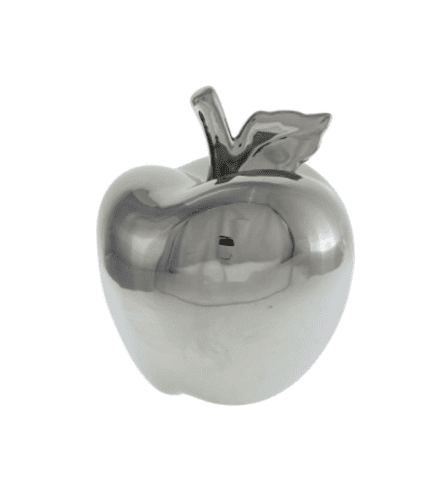 Metallic apple decorative accessory for home or office decor, modern and stylish.