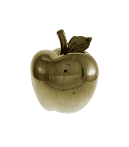 Brassmanzana decorativa con hoja y tallo.