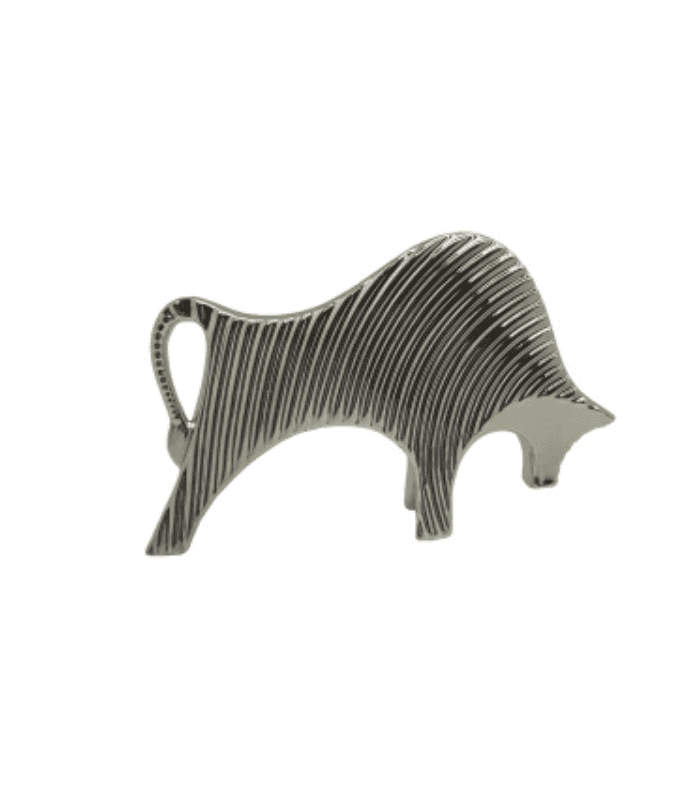 441-558407 (44) Lata de basura en forma de animal con acabado metálico y diseño moderno.