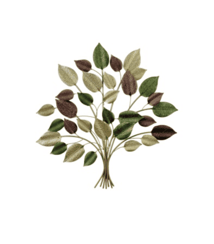 Ramo de hojas verdes y marrones, ideal para decorar espacios con un toque natural y elegante. Perfecto para complementar muebles y decoración en cualquier ambiente.