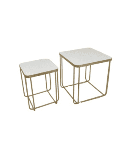 Hierro y madera en mesas auxiliares modernas con diseño minimalista. Perfectas para decorar tu sala o dormitorio, añadiendo estilo y funcionalidad a cualquier espacio. Resistente y fácil de integrar en diferentes estilos de decoración.