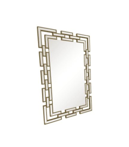 Espejo rectangular con marco decorativo en estilo moderno, ideal para decoración y espacios elegantes. Perfecto para el salón o vestíbulo, añade un toque sofisticado y funcional.