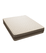 Colchón de espuma con funda texturizada en tonos beige y marrón, ideal para dormitorios y reformas de muebles.