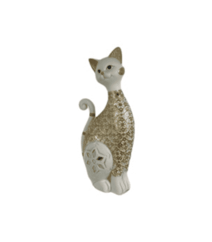 Gato decorativo con bola de fútbol, decorativos objetos de fantasía, artículo de casa con estilo, accesorios para interior, figura de cerámica con diseño de mascota.