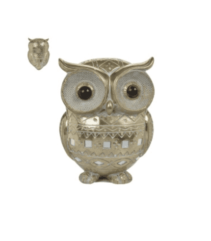 Metal owls figurine, decorative home accessory, stylish furniture, modern design, unique ornament, living room decor, playful aesthetic, trendy furnishings, cozy ambiance, contemporary furniture inspiration.