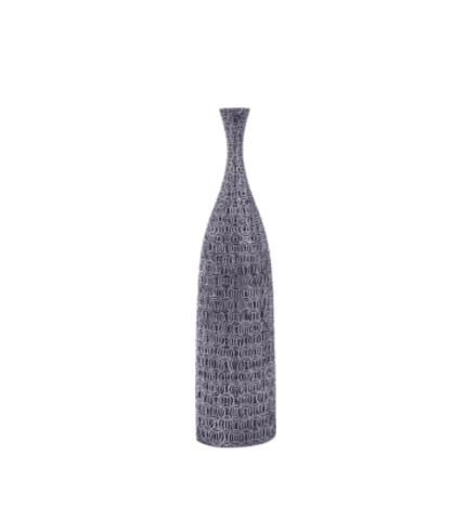 Vaso decorativo de cerámica con diseño geométrico en tonos azules y blancos. Ideal para complementar la decoración de espacios modernos y elegantes en hogares o oficinas.