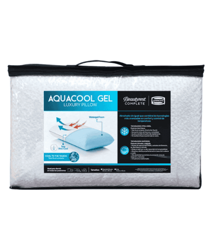 AQUACOOL GEL almohada de gel premium con tecnología Watergel, ideal para dormir mejor y controlar la temperatura del sueño, con funda resistente y fácil de limpiar.