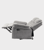 Reposabrazos de sillón reclinable en tela gris, con función de descanso y soporte ergonómico, ideal para zona de muebles y decoración de hogares y oficinas.