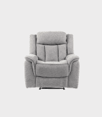 Sillón reclinable gris en estilo moderno con cojines acolchados, perfectos para salas de estar y espacios de descanso, combina comodidad y diseño elegante.
