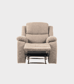 2. Sofá inclinable de tela beige con reposabrazos acolchados y respaldo cómodo, ideal para salas de descanso y decoración moderna.
