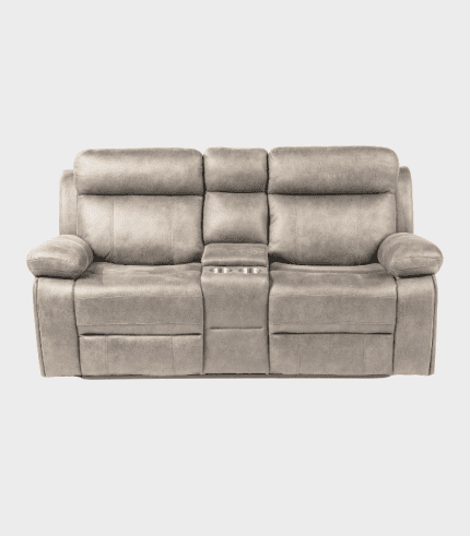 Butaca de tela color beige con función reclinable y descansabrazos acolchados, ideal para salas de estar y oficinas modernas.