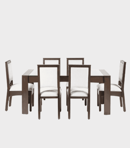 Conjunto de mesa de comedor con sillas modernas, perfectas para decorar espacios elegantes y funcionales en el hogar o la oficina. Muebles duraderos y estilosos de Zona Muebles.