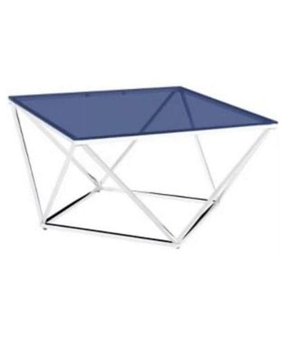 Mesa plegable de metal con superficie de poliéster azul, ideal para oficinas, salones o decoraciones modernas. Diseño funcional y resistente, perfecta para espacios contemporáneos.